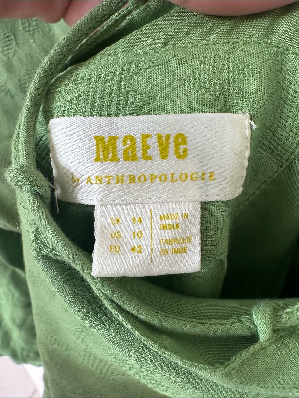 Maeve Anthropologie Green Jacquard Open Back Midi Dress Puff Sleeve US 10 - Picture 11 of 14